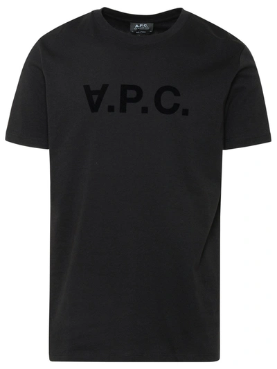 Shop Apc Black Cotton Vcp Maxi Logo T-shirt