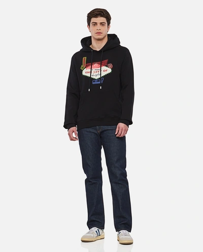 Shop Lanvin Printed Cotton Hoodie In Black