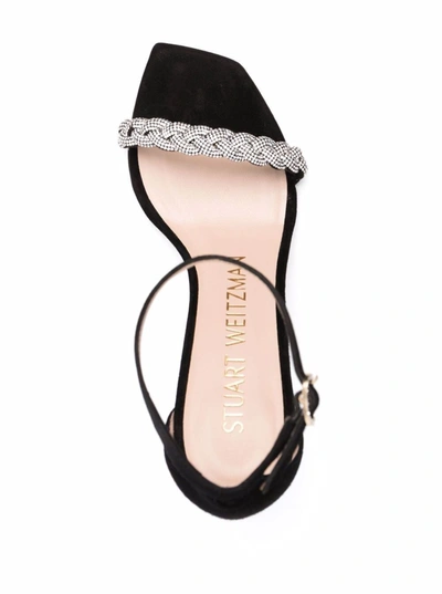 Shop Stuart Weitzman Woman's Nudist Curve Sandals With Crystals In Black