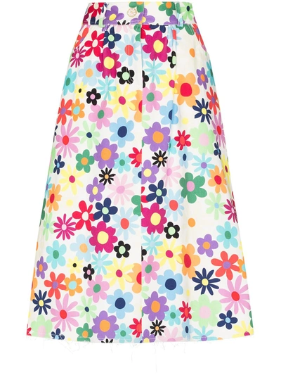 Shop Mira Mikati Floral A-line Skirt In White