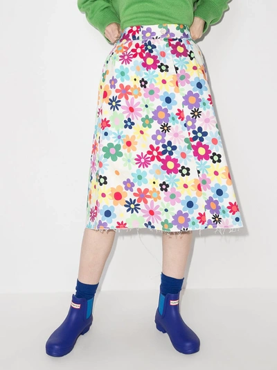 Shop Mira Mikati Floral A-line Skirt In White