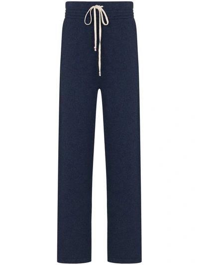 Shop Les Tien Knitted Cashmere Track Pants In Blue