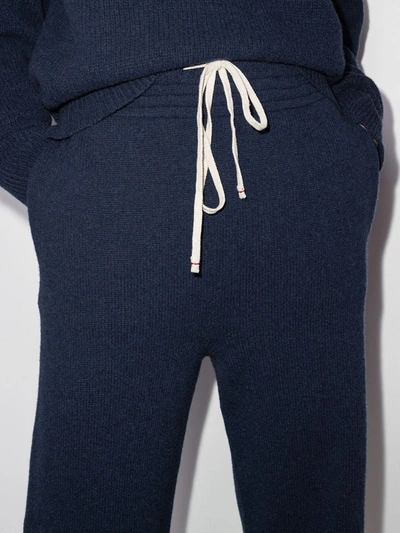 Shop Les Tien Knitted Cashmere Track Pants In Blue