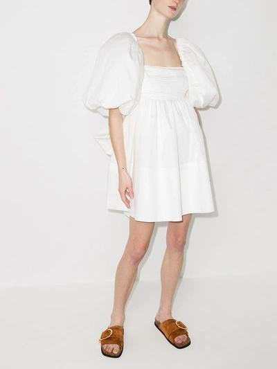 Shop Aje Casabianca Puff-sleeve Minidress In White