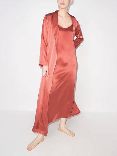 Shop La Perla Sleeveless Silk Nightdress In Orange