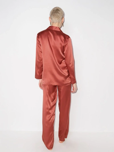 Shop La Perla Long-sleeve Silk Pyjama Set In Orange