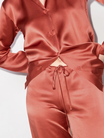 Shop La Perla Long-sleeve Silk Pyjama Set In Orange