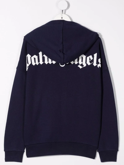 Shop Palm Angels Chest Logo-print Hooded Jacket In Blue