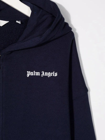Shop Palm Angels Chest Logo-print Hooded Jacket In Blue