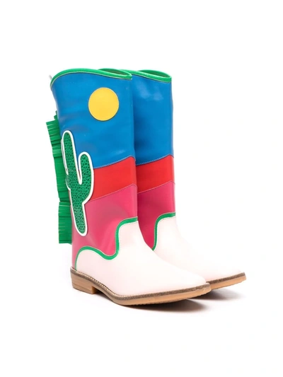 Shop Stella Mccartney Teen Colour-block Cowboy Boots In Pink