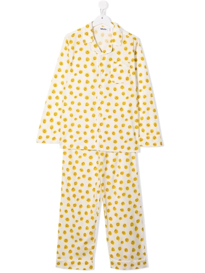 Shop Molo Lex Smiley-face Shirt Pyjama Set In Neutrals