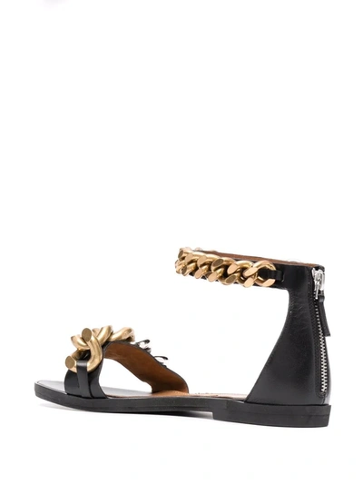Shop Stella Mccartney Falabella Flat Sandals In Black