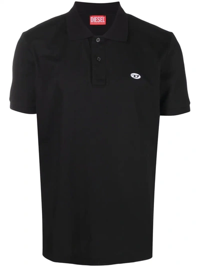 Shop Diesel Logo-patch Polo Shirt In Black