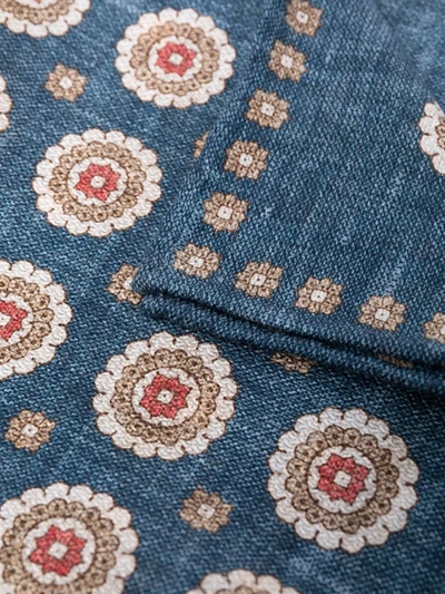 Brunello Cucinelli Flower-print Denim Scarf In Blue