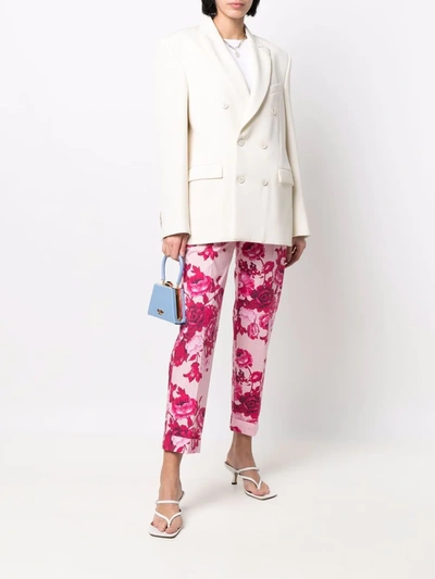 P.a.r.o.s.h Floral-print Tailored Trousers In Pink