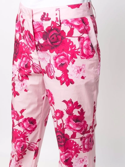 P.a.r.o.s.h Floral-print Tailored Trousers In Pink