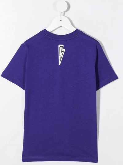 Shop Neil Barrett Lightning Bolt Print T-shirt In Purple