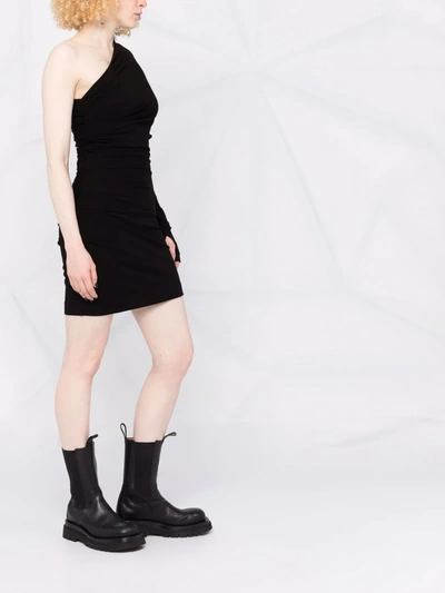 Shop Dsquared2 One-shoulder Ruched Mini Dress In Black