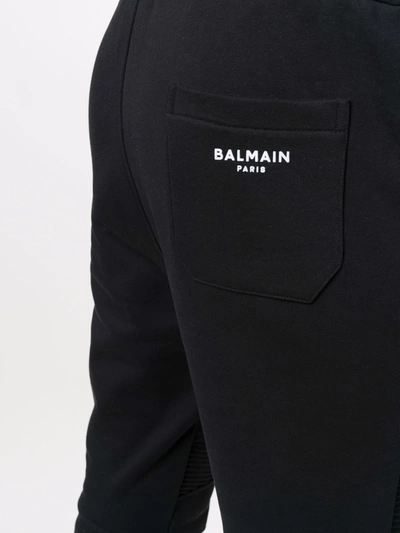 Shop Balmain Rear Logo-print Trousers In Black
