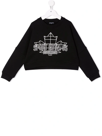 Shop Dsquared2 Slogan-print Cropped Sweatshirt In Black