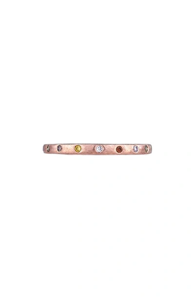 Shop Sethi Couture Dunes Diamond Stacking Band Ring In Rose Gold/ Diamond