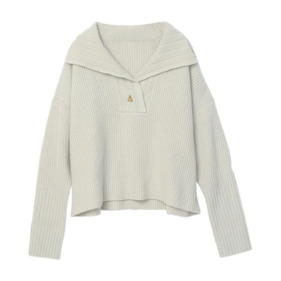 Shop Aeron Demi Collared Cashmere Sweater In Cloud Grey
