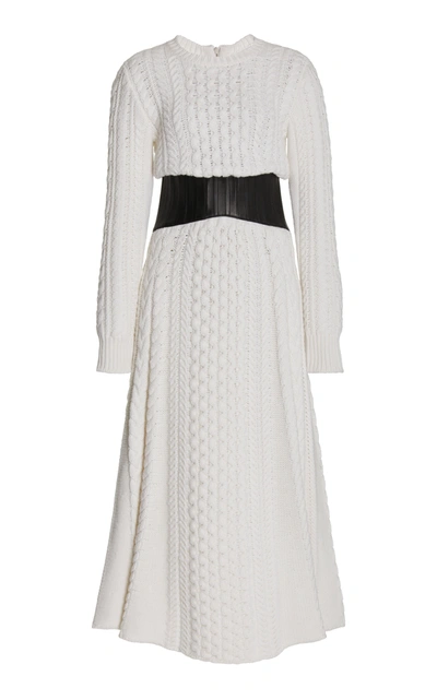 Shop Gabriela Hearst Women's Tex Cable-knit Cashmere Dress In White