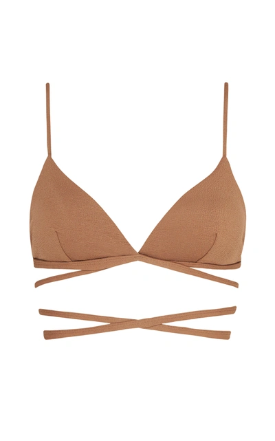 Shop Matteau Women's Wrap Triangle Bikini Top In Brown