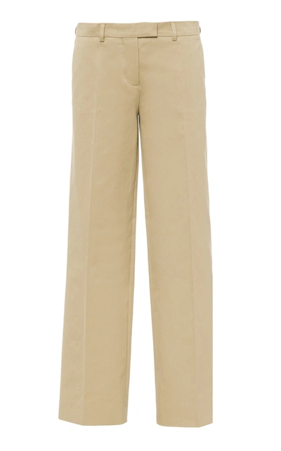 Shop Miu Miu Women's Low-rise Cotton Wide-leg Chino Trousers In Neutral