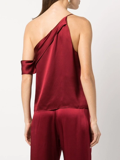 Shop Michelle Mason Draped Cowl Asymmetrical Top In Red