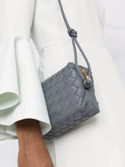 Shop Bottega Veneta Mini Intrecciato Crossbody Bag In Grau