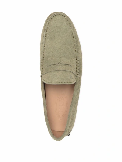 Shop Tod's Gommino Suede Moccasin Loafers In Grün