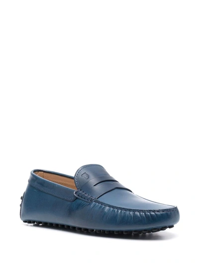 Shop Tod's Gommino Leather Moccasin Loafers In Blau