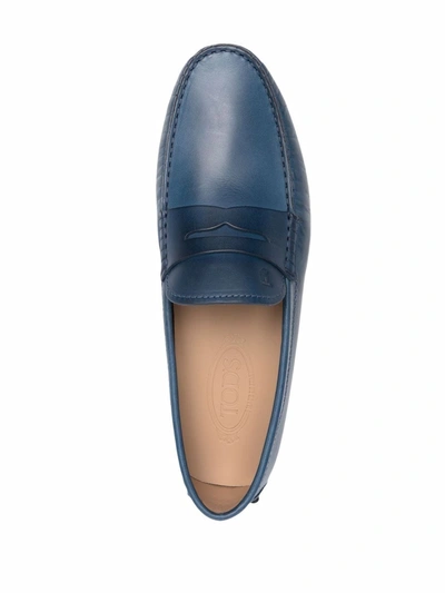 Shop Tod's Gommino Leather Moccasin Loafers In Blau