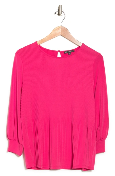 Shop Adrianna Papell Solid Moss Crepe Pleated Top In Raspberry Sorbet