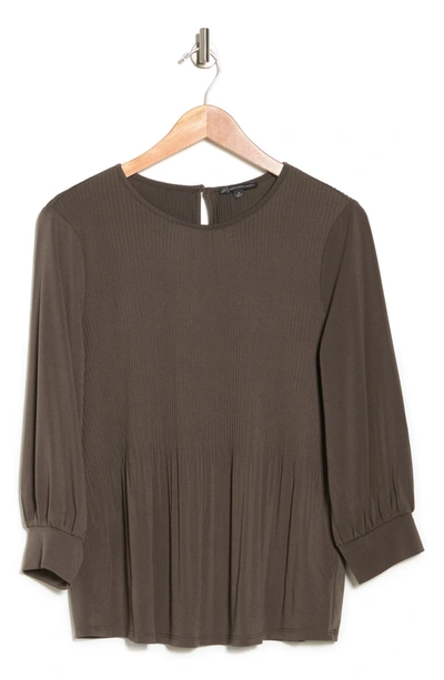 Shop Adrianna Papell Solid Moss Crepe Pleated Top In Fatigue