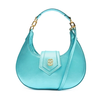 Shop Schutz Spicy Leather Crossbody In Turquoise