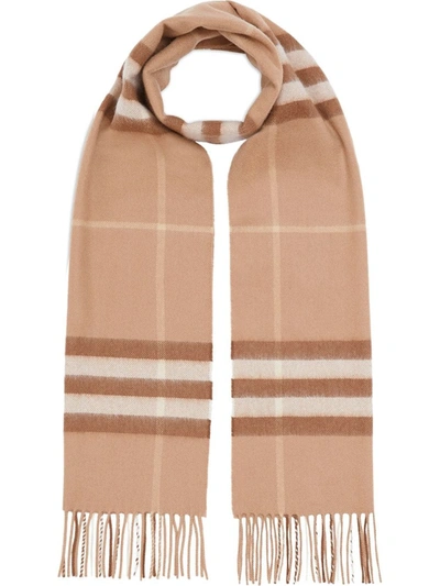Shop Burberry Classic Check Cashmere Scarf In Brown