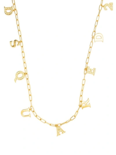 Shop Dsquared2 Gold Brass Logo Charm Necklace