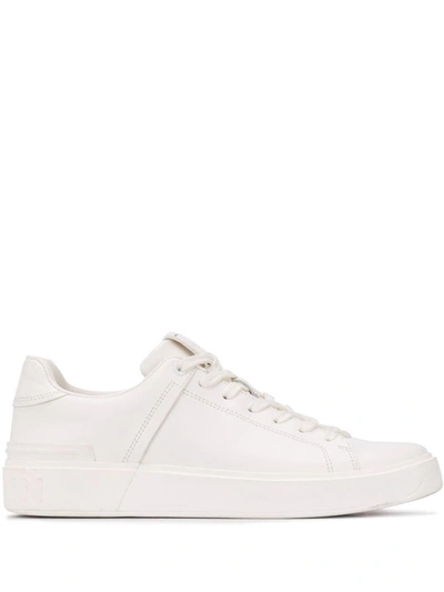 Shop Balmain White Leather Sneakers