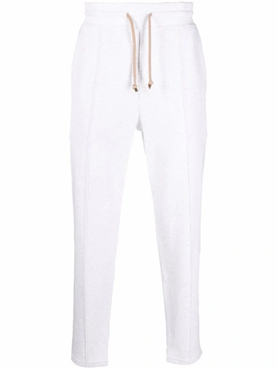 Shop Brunello Cucinelli Ivory  Drawstring Track Pants In White