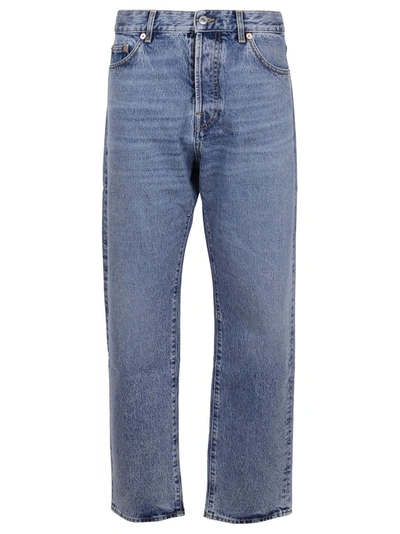 Shop Valentino Light Blue Cotton Jeans