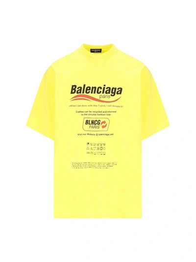 Shop Balenciaga Yellow Cotton T-shirt
