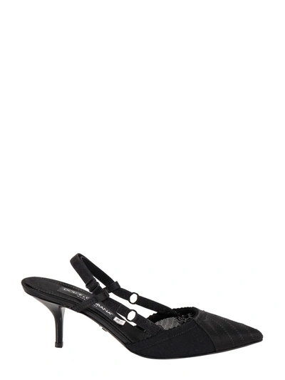 Shop Dolce & Gabbana Corset-style Satin Slingback In Black