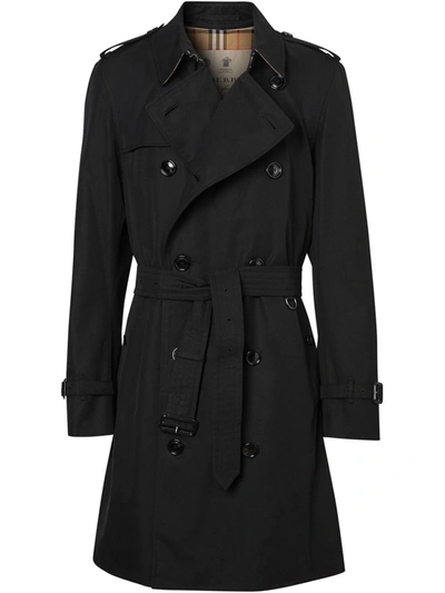 Shop Burberry Black Chelsea Heritage Mid-length Trench Coat