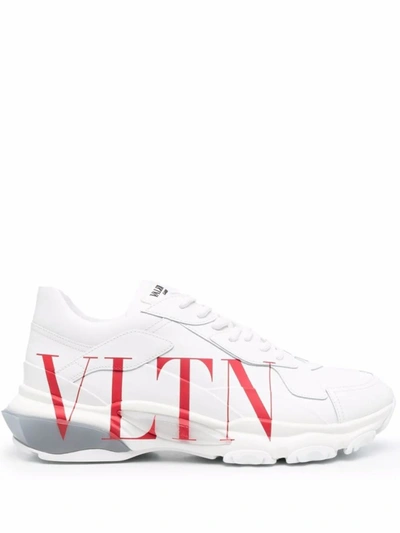 Shop Valentino White Leather Sneakers