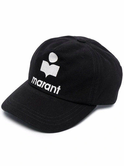 Shop Isabel Marant Logo-embroidered Cotton Cap In Black