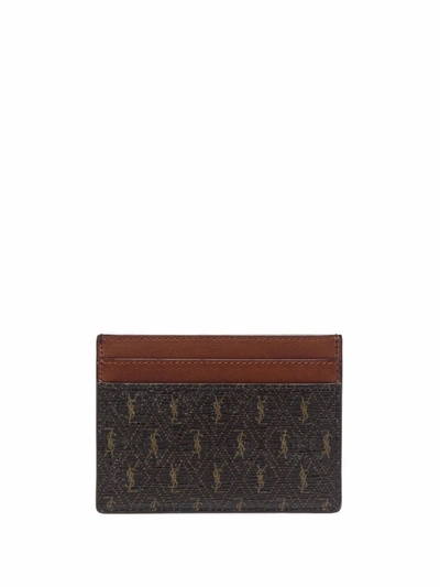 Shop Saint Laurent Logo Card Holder In Brown