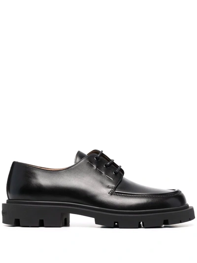 Shop Maison Margiela Chunky Leather Lace-up Shoes In Black