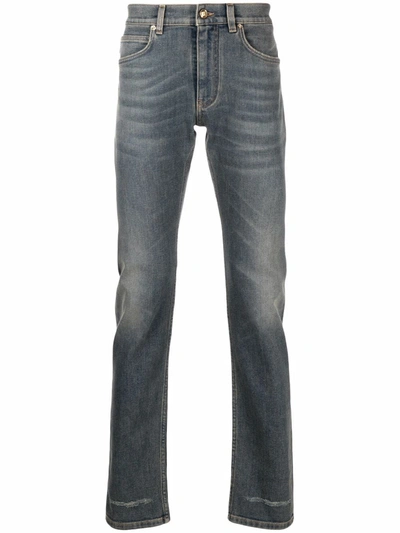Shop Versace Mid-rise Straight-leg Jeans In Blue